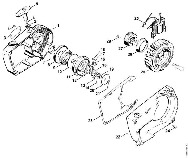 Benzinmotorsägen (MS) 051 Q Anwerfvorrichtung Reibungsschuh   X 6 745 960 (30.80) der Marke Stihl