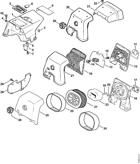 Benzinmotorsägen (MS) 066 BR Haube, Luftfilter   X 39 176 185 (01.98) der Marke Stihl
