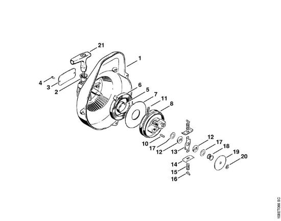 Benzinmotorsägen (MS) 08 SE Anwerfvorrichtung   X 8 959 330 (37.81) der Marke Stihl
