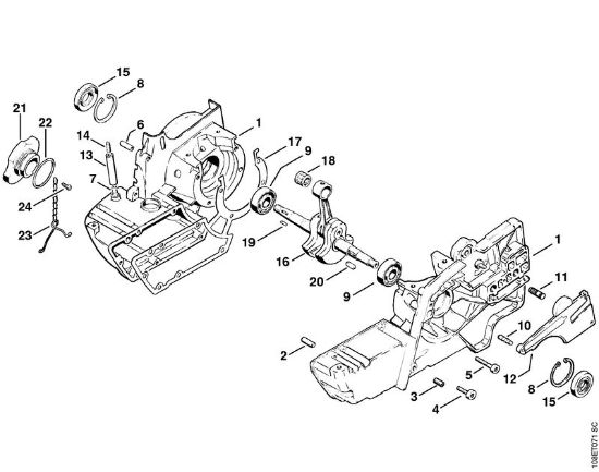 Benzinmotorsägen (MS) 08 SE Kurbelgehäuse der Marke Stihl