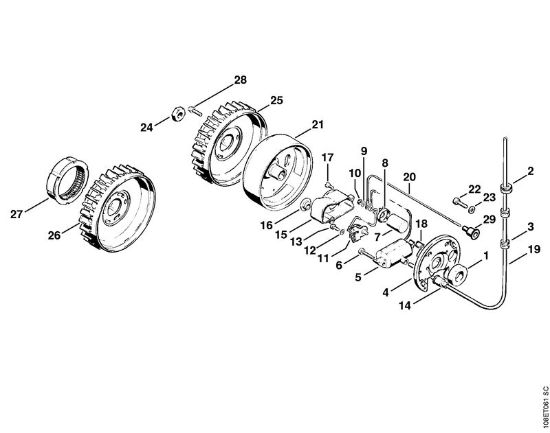 Benzinmotorsägen (MS) 08 SE Zündanlage   X 13 927 613 (04.85) der Marke Stihl