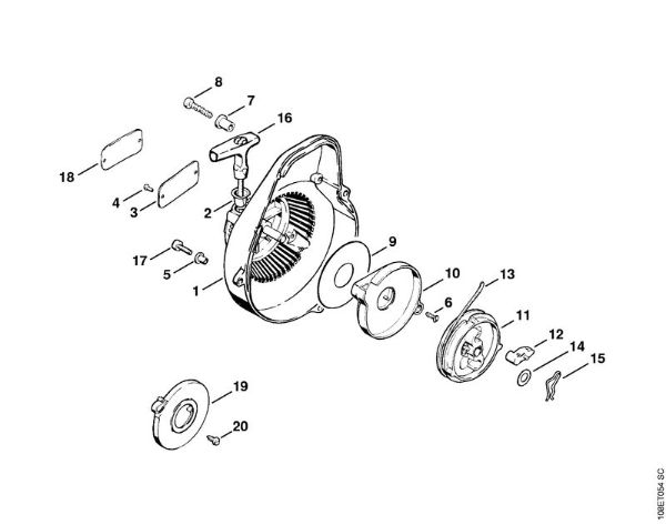 Benzinmotorsägen (MS) 08 SEQ Anwerfvorrichtung   X 18 735 099 (42.88) der Marke Stihl