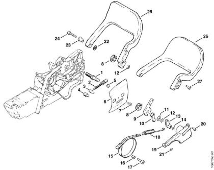 Benzinmotorsägen (MS) 08 SEQ Kettenbremse, Handschutz der Marke Stihl