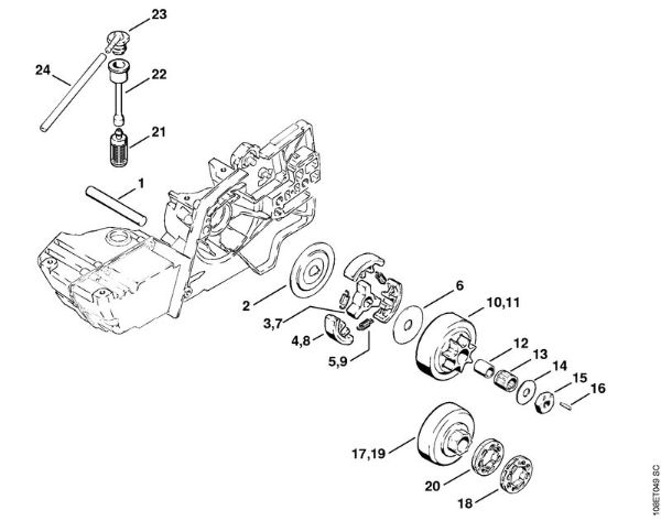 Benzinmotorsägen (MS) 08 SEQ Kupplung der Marke Stihl