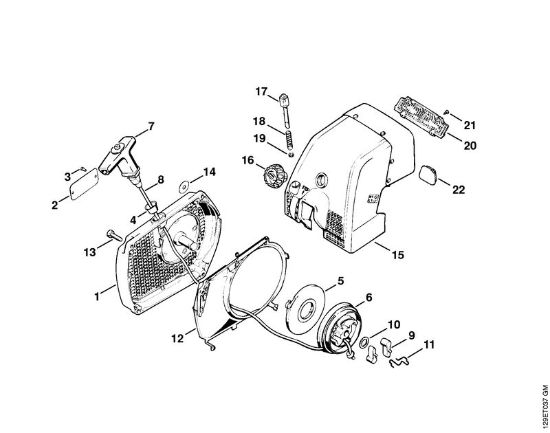 Benzinmotorsägen (MS) 084 R Anwerfvorrichtung der Marke Stihl