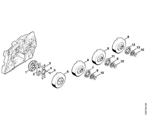 Benzinmotorsägen (MS) 084 W Kupplung   X 25 673 243 (22.92) der Marke Stihl