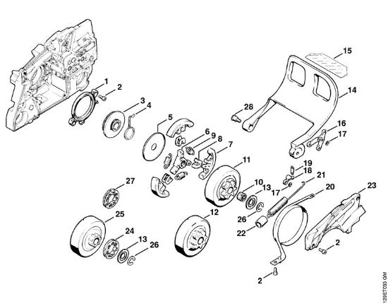 Benzinmotorsägen (MS) 084 W Kupplung, Kettenbremse der Marke Stihl