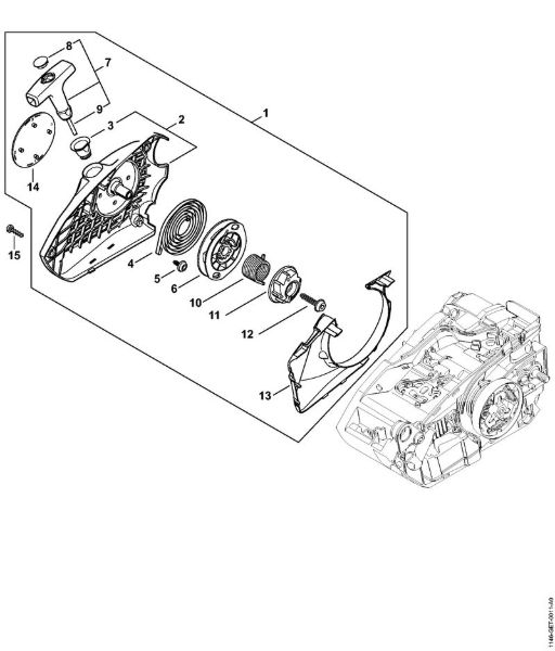 Benzinmotorsägen (MS) MS 150 C-E Anwerfvorrichtung der Marke Stihl