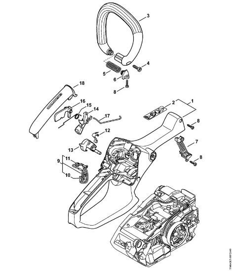 Benzinmotorsägen (MS) MS 150 C-E Griffgehäuse, Griffrohr der Marke Stihl