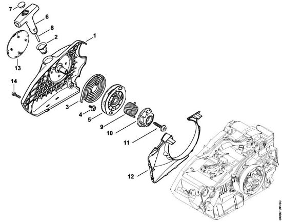 Benzinmotorsägen (MS) MS 150 TC-E Anwerfvorrichtung der Marke Stihl