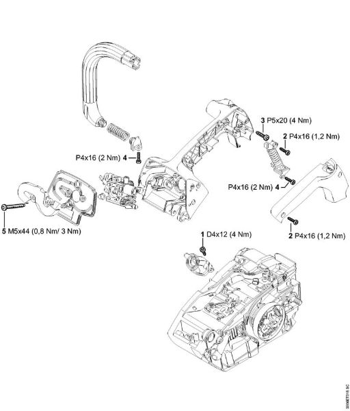 Benzinmotorsägen (MS) MS 150 TC-E Anziehdrehmomente der Marke Stihl