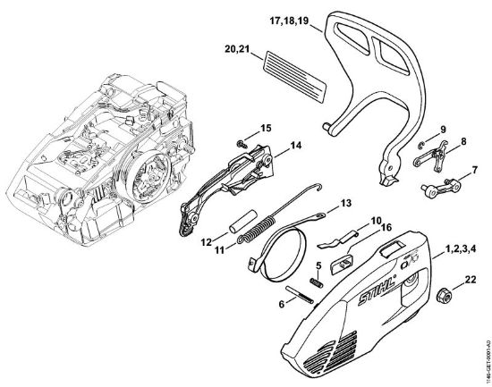 Benzinmotorsägen (MS) MS 150 TC-E Kettenraddeckel der Marke Stihl