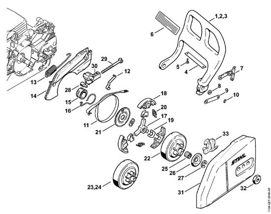 Benzinmotorsägen (MS) MS 170 2-MIX Handschutz, Kettenbremse der Marke Stihl