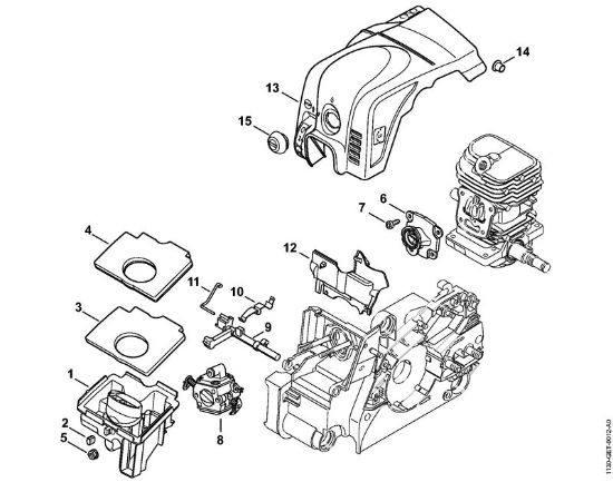Benzinmotorsägen (MS) MS 170 2-MIX Luftfilter, Haube 2-MIX der Marke Stihl