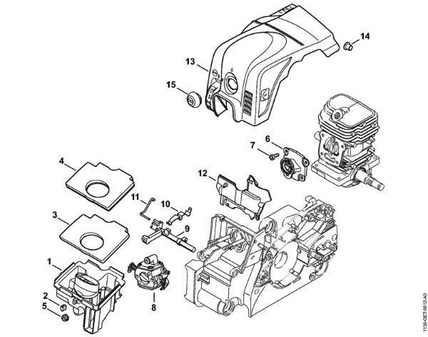 Benzinmotorsägen (MS) MS 170 2-MIX Luftfilter, Haube 2-MIX der Marke Stihl