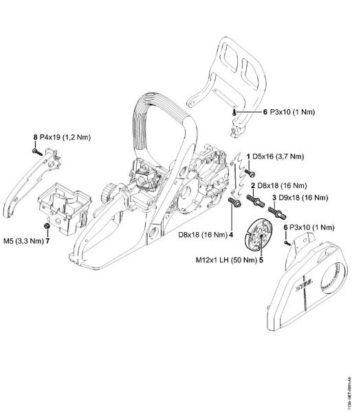 Benzinmotorsägen (MS) MS 170 C-E D Anziehdrehmomente der Marke Stihl