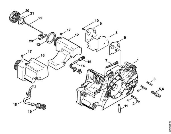 Benzinmotorsägen (MS) MS 170-D Motorgehäuse der Marke Stihl