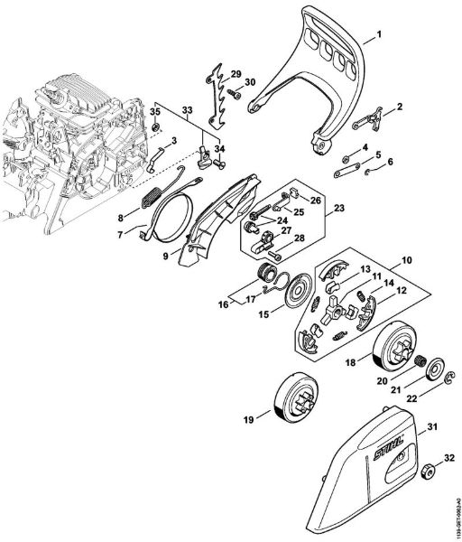 Benzinmotorsägen (MS) MS 171 Handschutz, Kettenbremse der Marke Stihl