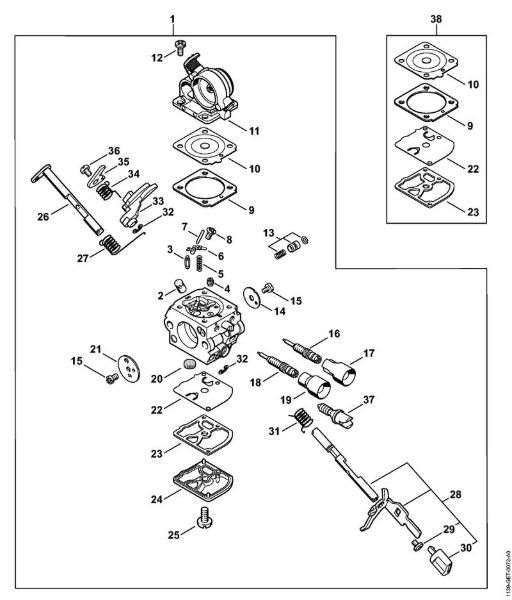 Benzinmotorsägen (MS) MS 171 Vergaser C1Q-S123 der Marke Stihl