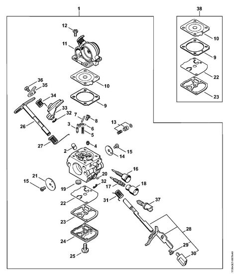 Benzinmotorsägen (MS) MS 171 Vergaser C1Q-S217 der Marke Stihl