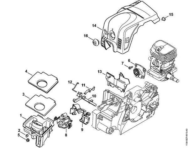 Benzinmotorsägen (MS) MS 180 2-MIX Luftfilter, Haube 2-MIX der Marke Stihl