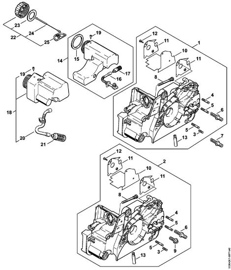 Benzinmotorsägen (MS) MS 180 2-MIX Motorgehäuse der Marke Stihl