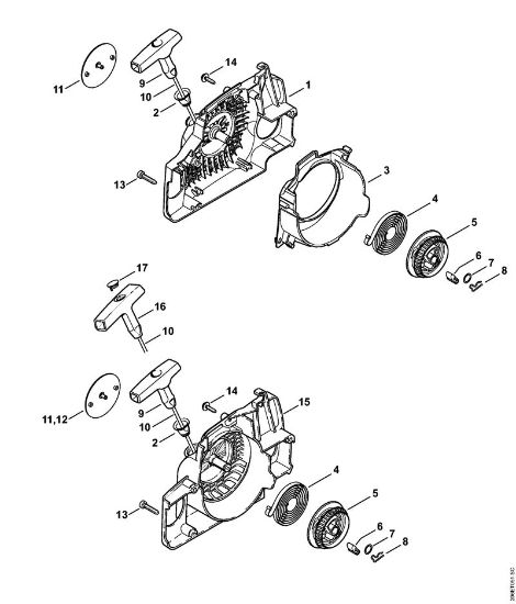 Benzinmotorsägen (MS) MS 180 C-B Anwerfvorrichtung der Marke Stihl