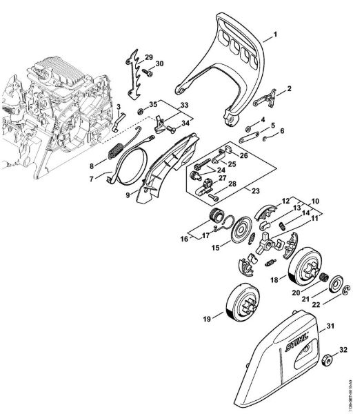 Benzinmotorsägen (MS) MS 181 Handschutz, Kettenbremse MS 181 der Marke Stihl