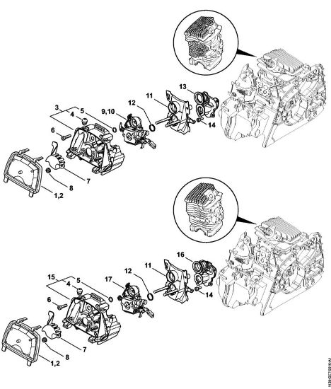 Benzinmotorsägen (MS) MS 181 Luftfilter, Krümmer MS 181 der Marke Stihl