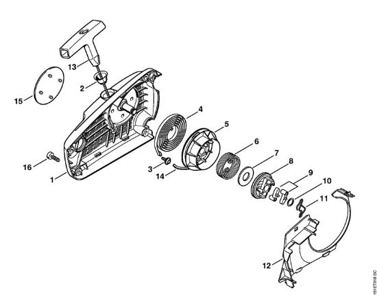 Benzinmotorsägen (MS) MS 192 C-E Anwerfvorrichtung der Marke Stihl