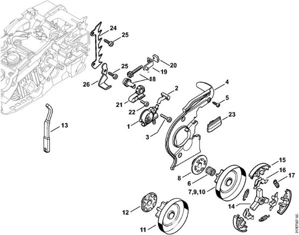 Benzinmotorsägen (MS) MS 192 T Ölpumpe, Kupplung der Marke Stihl