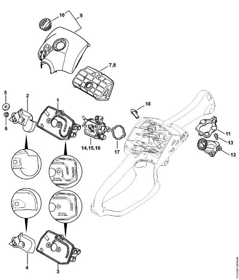 Benzinmotorsägen (MS) MS 193 C-E Luftfilter, Krümmer der Marke Stihl