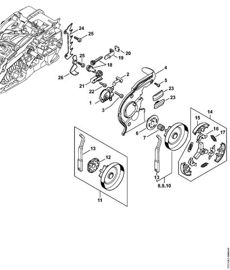 Benzinmotorsägen (MS) MS 193 C-E Ölpumpe, Kupplung der Marke Stihl