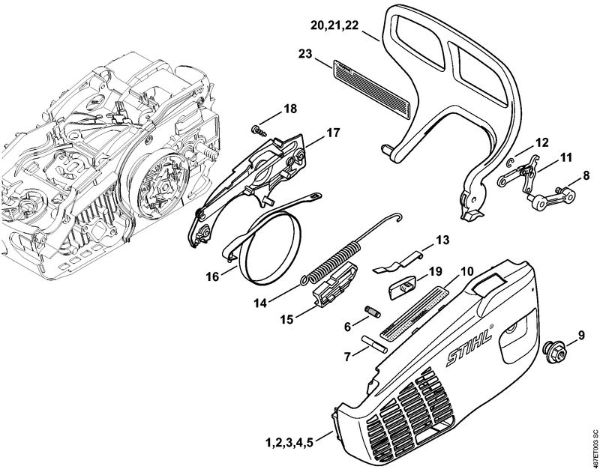 Benzinmotorsägen (MS) MS 193 T Kettenraddeckel der Marke Stihl