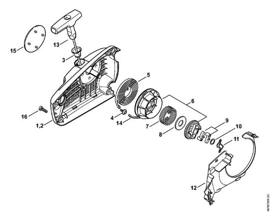 Benzinmotorsägen (MS) MS 193 TC-E Anwerfvorrichtung ErgoStart der Marke Stihl