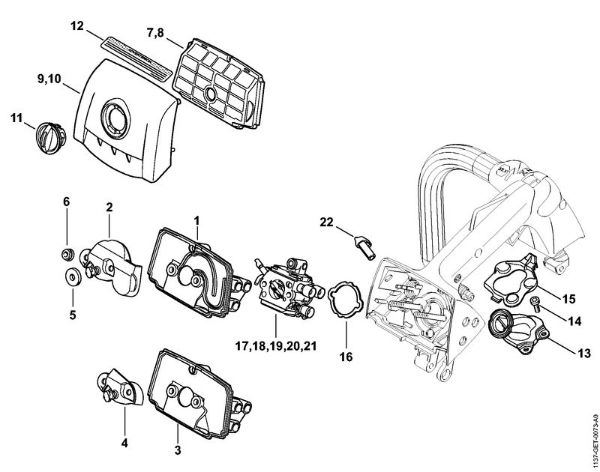 Benzinmotorsägen (MS) MS 193 TC-E Luftfilter, Krümmer der Marke Stihl