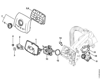 Benzinmotorsägen (MS) MS 194 T Luftfilter, Krümmer der Marke Stihl