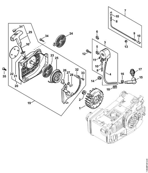 Benzinmotorsägen (MS) MS 200 Zündanlage, Anwerfvorrichtung der Marke Stihl