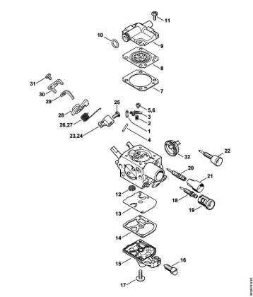Benzinmotorsägen (MS) MS 201 Vergaser C1Q-S250, C1Q-S248, C1Q-S214, C1Q-S188 der Marke Stihl