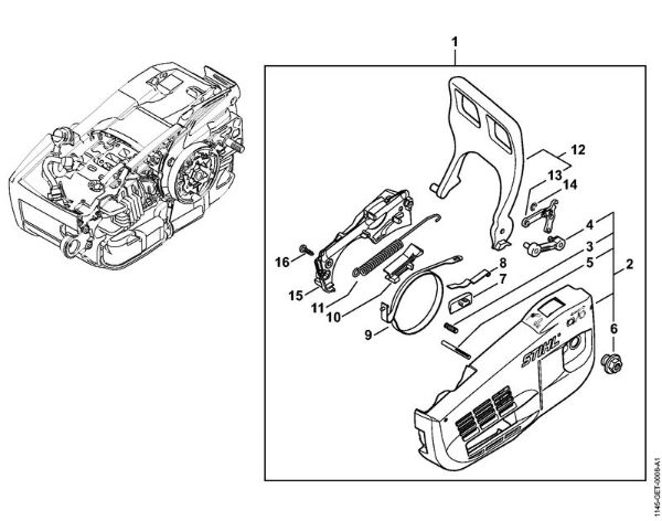 Benzinmotorsägen (MS) MS 201 C-E Kettenraddeckel, Handschutz der Marke Stihl