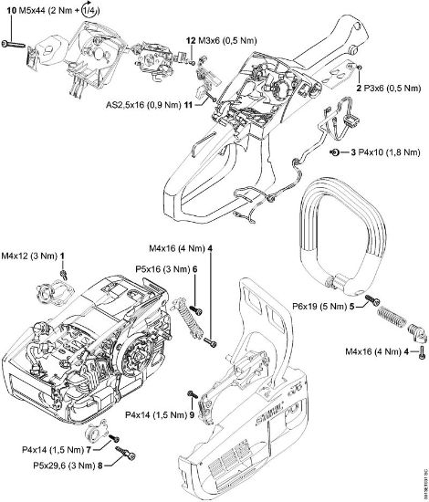 Benzinmotorsägen (MS) MS 201 C-EM Anziehdrehmomente der Marke Stihl