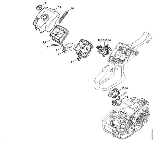 Benzinmotorsägen (MS) MS 201 C-M Luftfilter, Vergaserkastendeckel M-Tronic der Marke Stihl
