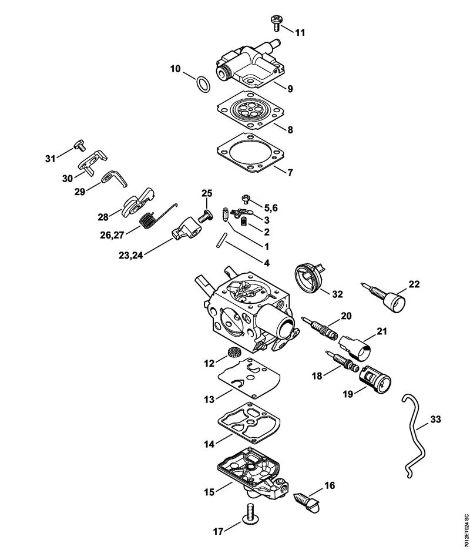Benzinmotorsägen (MS) MS 201 TC-E Vergaser C1Q-S251, C1Q-S249, C1Q-S215, C1Q-S189 der Marke Stihl