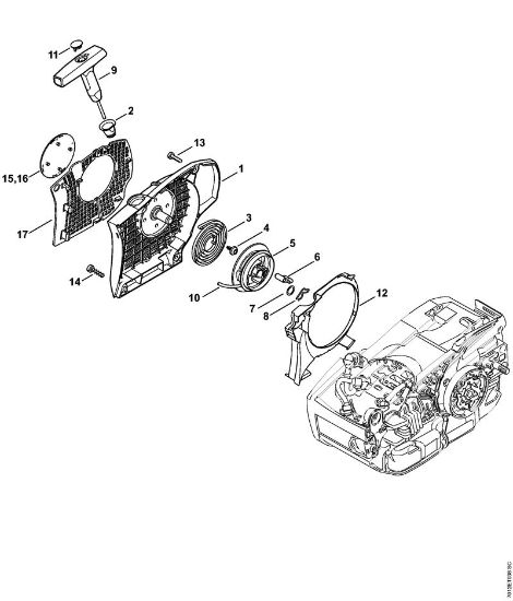 Benzinmotorsägen (MS) MS 201 TC-M Anwerfvorrichtung der Marke Stihl