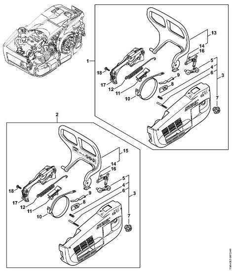 Benzinmotorsägen (MS) MS 201 TC-M Kettenraddeckel, Handschutz der Marke Stihl