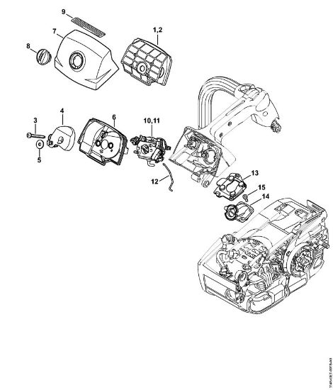 Benzinmotorsägen (MS) MS 201 TC-M Luftfilter, Vergaserkastendeckel M-Tronic der Marke Stihl