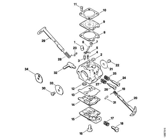Benzinmotorsägen (MS) MS 210 C-B Vergaser WT-215, WT-286 der Marke Stihl