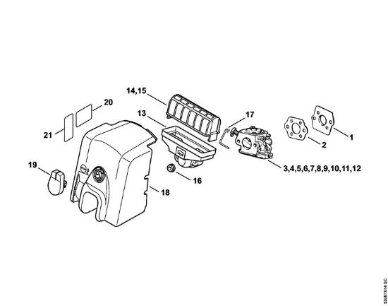 Benzinmotorsägen (MS) MS 210 C-BE Luftfilter der Marke Stihl