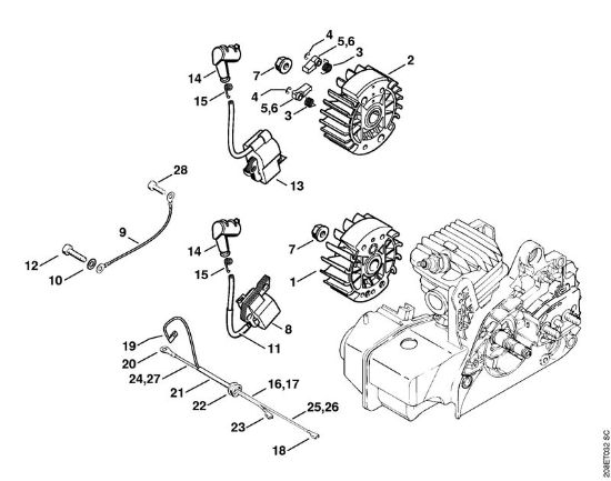 Benzinmotorsägen (MS) MS 210 C-BE Zündanlage der Marke Stihl