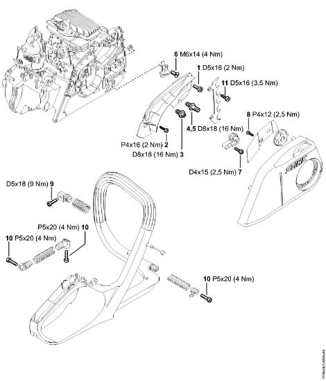 Benzinmotorsägen (MS) MS 211 Anziehdrehmomente der Marke Stihl